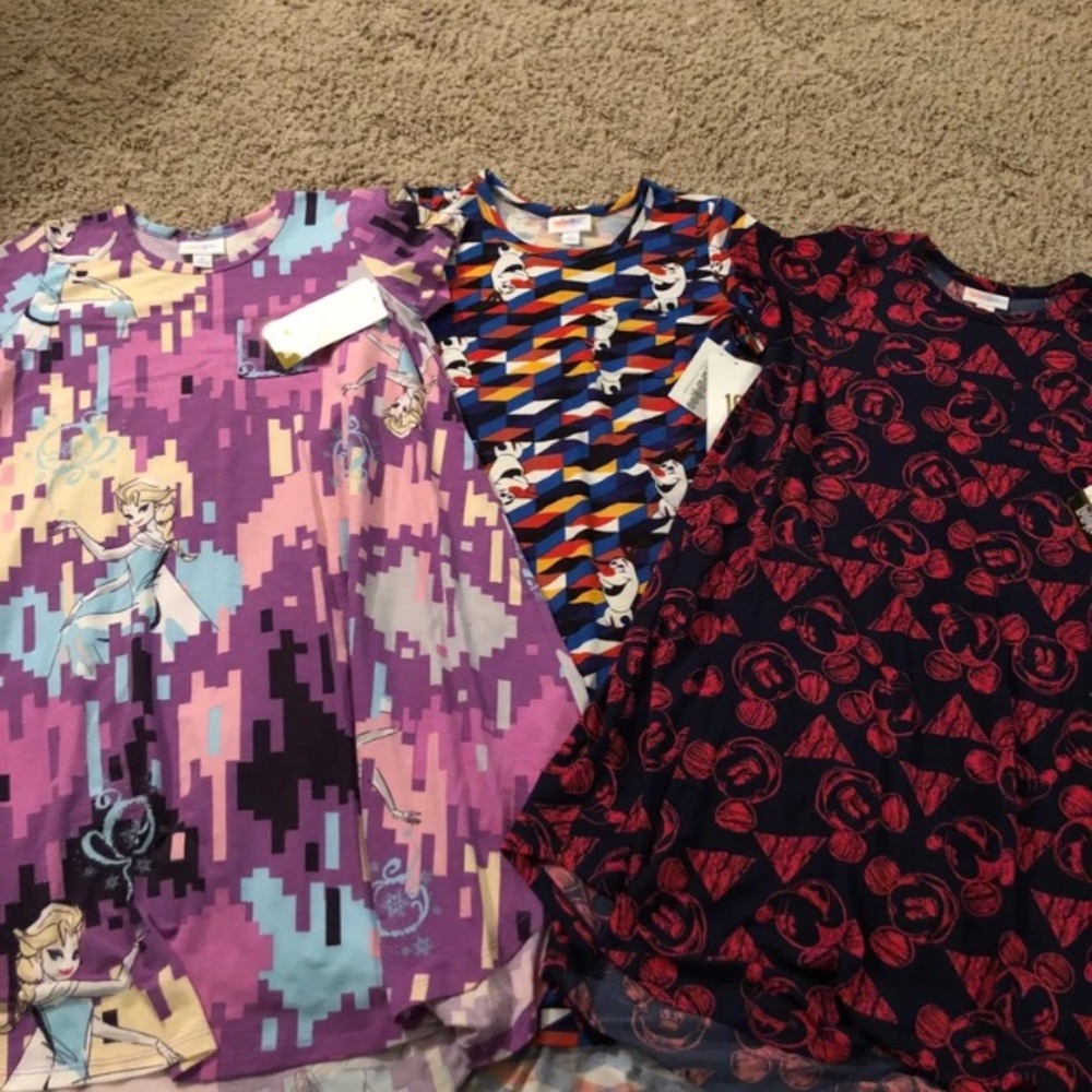 Lot of 3 Disney Lularoe Scarlett dresses size 10
